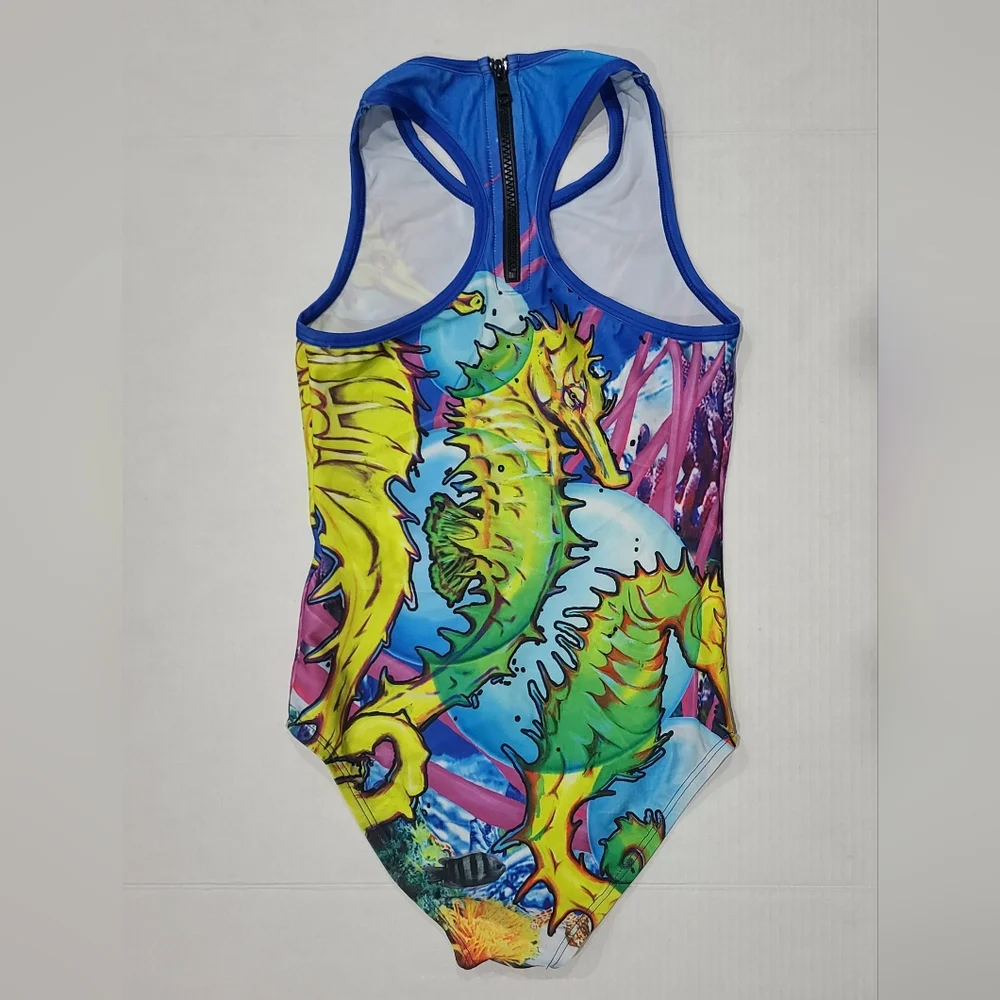 Sport Couture Seahorse Parade UPF 50+ 1-Piece Swimsuit Sz Youth M NWT